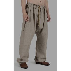 Grimfrost Baltic Linen Baggy Harem Pants Medieval Viking LARP Cosplay Trousers L